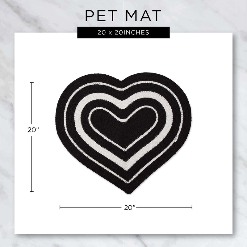 DII Braided Pet Mat Collection 100% Cotton, Heart Shape, Navy Purrfect Black Stripe - PawsPlanet Australia