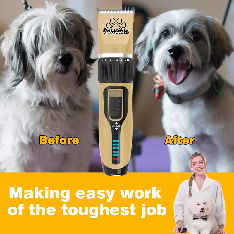 Pawsible Dog Clippers for Grooming - Dog Grooming Kit with Dog Hair Clippers, Dog Nail Clippers, Thinning & Straight Grooming Scissors - Dog Grooming Clippers with Battery Indicator - Dog Supplies - PawsPlanet Australia