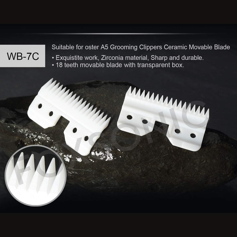 FOXSONIC 2pcs Fast feed ceramic blades for Oster fast feed clipper Oster A5 Grooming Clippers Ceramic Clipper movable blade White - PawsPlanet Australia