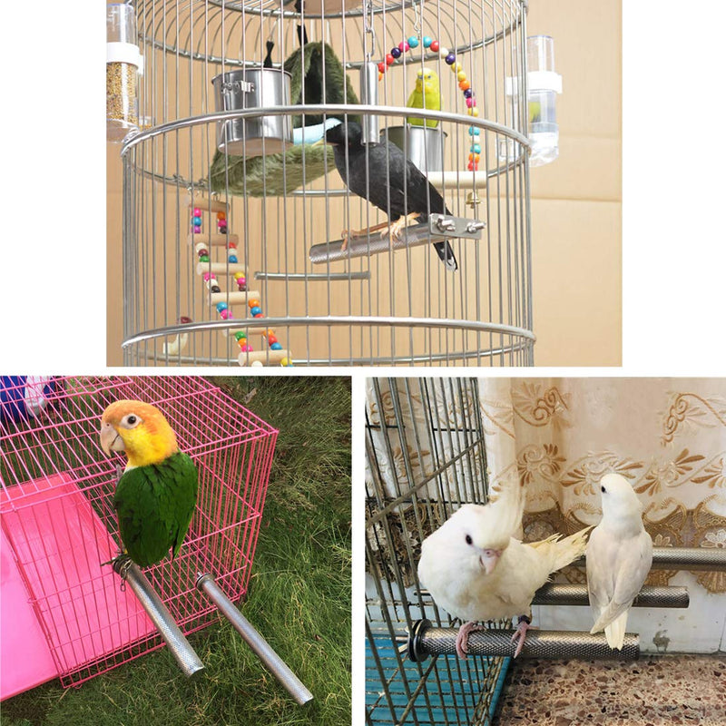 [Australia] - Wontee Bird Perch Stand Stainless Steel Paw Grinding Rod Scratching Stick for Parrot Cockatiel Cockatoo Budgie Parakeet Macaw African Grey M: 8.8x0.86 inch Silver 