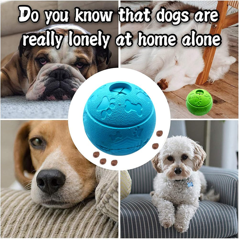 Dog Toy Indestructible Feeder Ball Snack Ball Made of Natural Rubber Dog Interactive Balls Diameter 8.1 cm (1 x Green + 1 x Blue) - PawsPlanet Australia