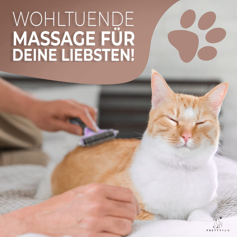 Pretty Paw ® cat brush for gentle and precise hair removal I Suitable as a cat brush for long hair and cat brush for short hair against matting I Pleasantly massaging cat undercoat brush NEW Lavender! - PawsPlanet Australia