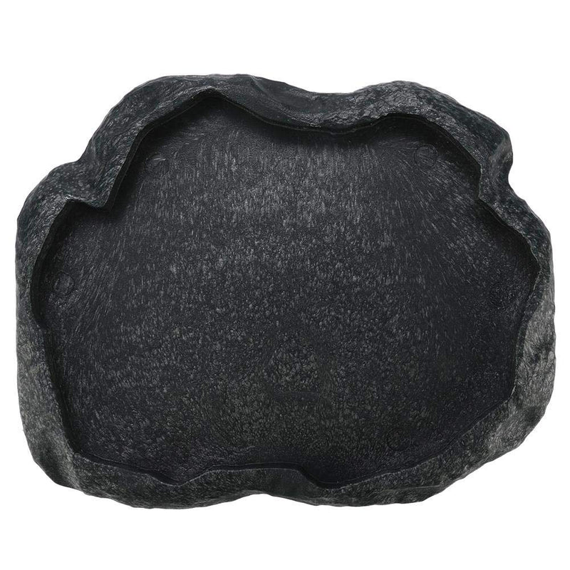 Hffheer Reptile Food Water Dish Durable Reptile Rock Feeder Bowl Tortoise Lizard Resin Water Bowl Reptile Terrarium Food Dish (M-Black) M Black - PawsPlanet Australia