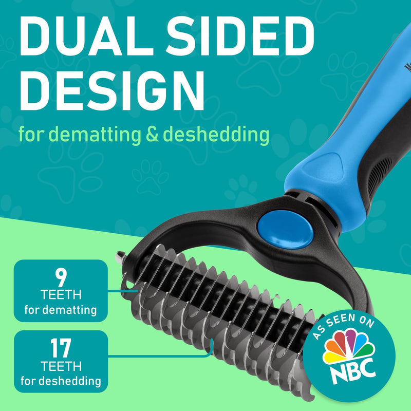 Maxpower Planet Pet Grooming Brush Undercoat Rake Bundle, Dog Frisbee 2 Pack Easy to Spot Disc and Dog Brush for Shedding, Blue - PawsPlanet Australia