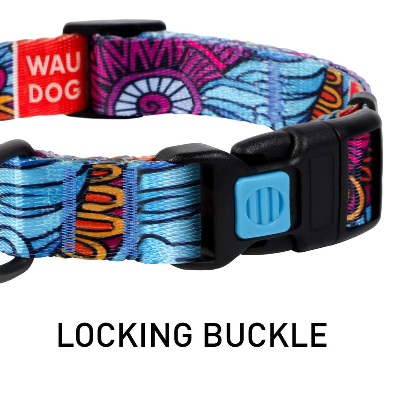 [Australia] - WAUDOG Adjustable Nylon Dog Collar with Durable Locking Buckle for Small Medium Large Dogs and Puppy - Dog Collar Boy & Girl Dog Collars - Model Plus Summer 9 3/4" - 13 3/4" Neck 