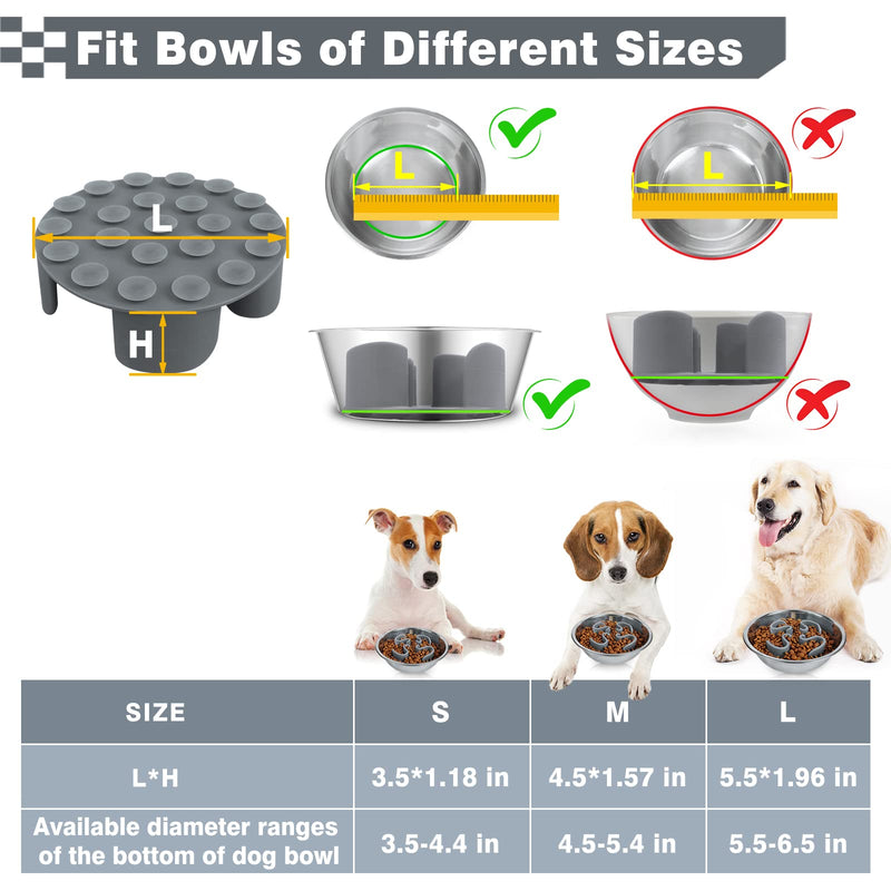 WESEN Slow Feeder Dog Bowls Insert, Soft Silicone Slow Eating Puppy Food Bowl for Small Medium Large Breed Dogs,Perfect with Stainless Steel Plastic Glass Ceramic Dog Bowls Grey - PawsPlanet Australia