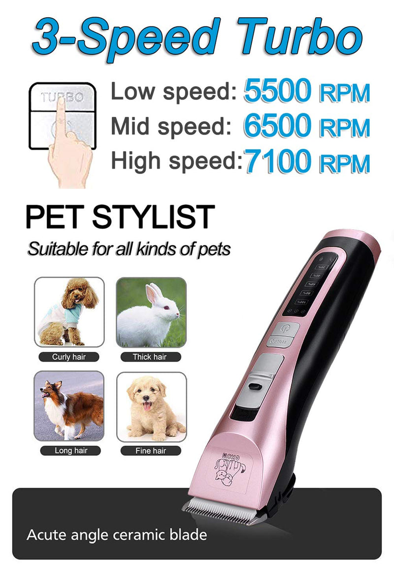 Dog Clipper - Pet Grooming Clipper 3 Speed Pet Electric Clippers Professional Dog Trimmer Cordless Pet Hair Trimmers Rechargeable Low Noise LED Heavy Duty Dog Shaver for Cats Horse 1 - PawsPlanet Australia