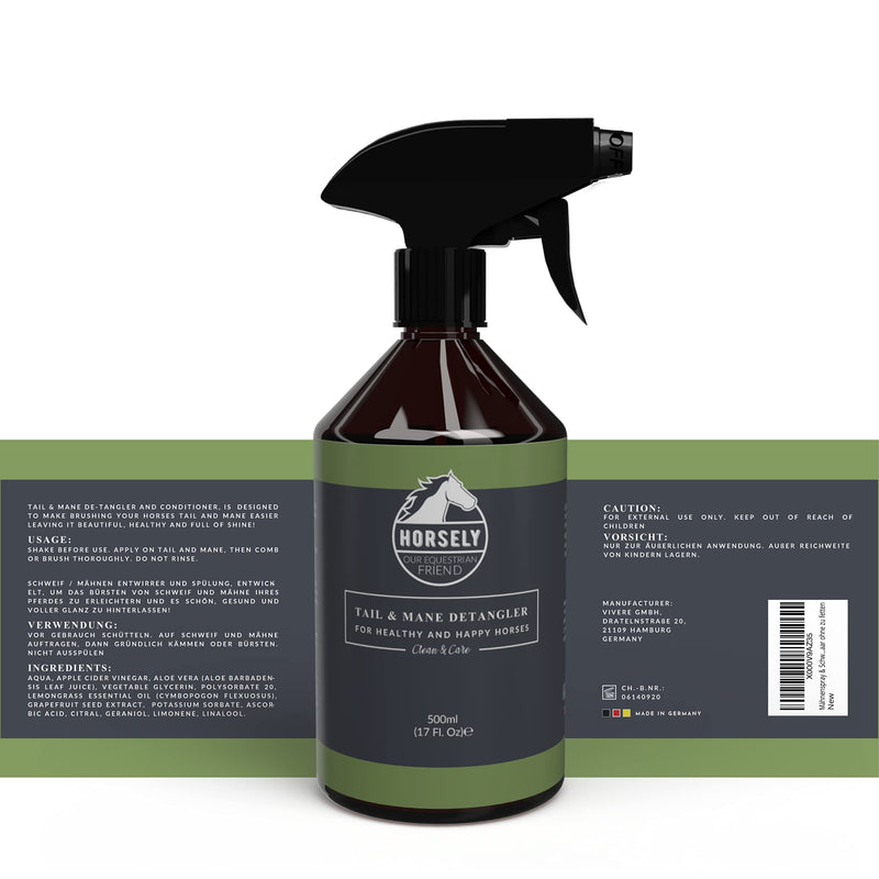 Tail and Mane Detangler by Horsely I 500 ml I Horse Shine Spray I Soothing Lotion with Conditioning Properties I Alternative to Horse Body Spray and Dry Shampoo I All Natural Ingredients - PawsPlanet Australia