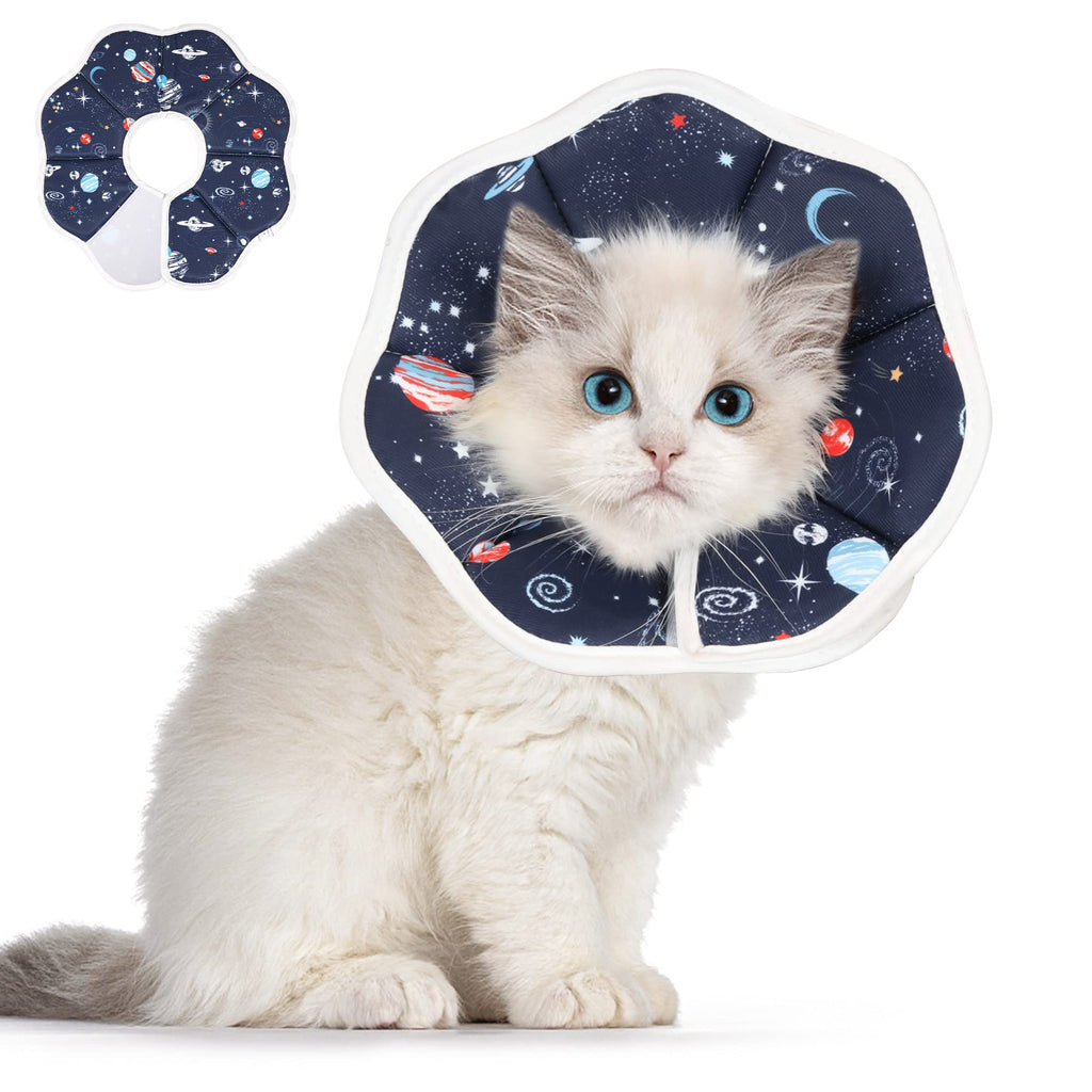 ComSaf Protective Neck Brace Cat with Starry Sky Pattern, Soft and Adjustable Cat Neck Brace for Post-Surgery Cat Collar, Prevents Licking Wounds Neck Brace for Cats, XS - PawsPlanet Australia