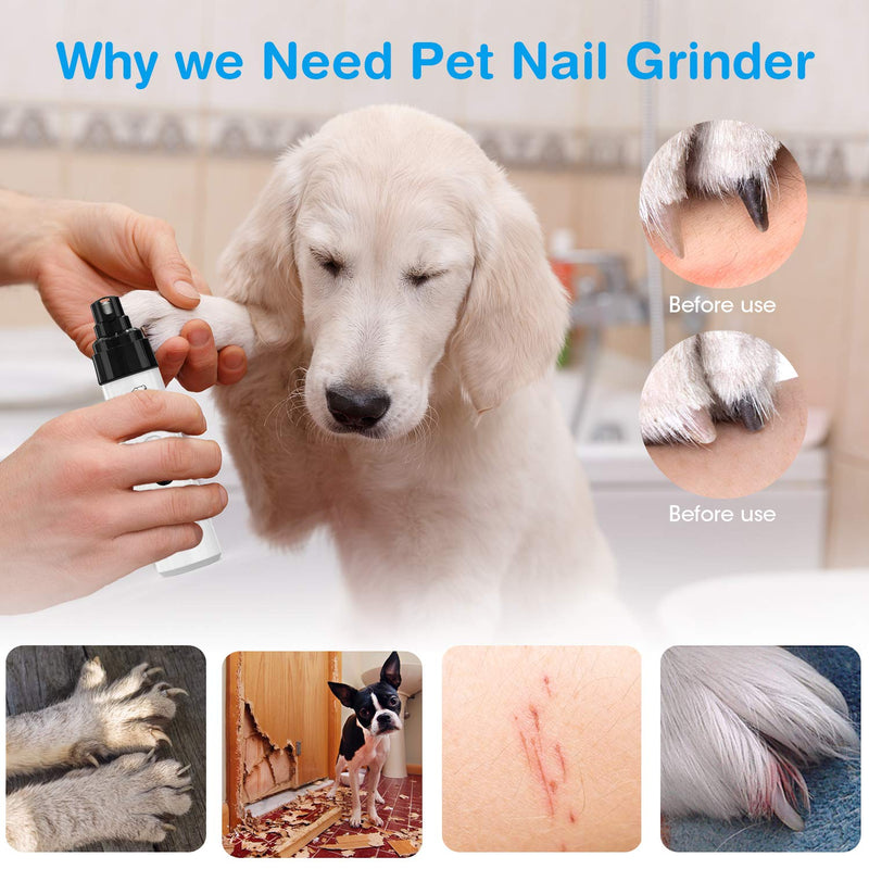 [Australia] - Belita Amy Dog Nail Grinder-Electric Dog Nail Trimmer Clipper, 2-Speed Low Noise Rechargeable Pet Nail Trimmer, Painless Paws Grooming and Smoothing for Small Medium Large Dogs and Cats 