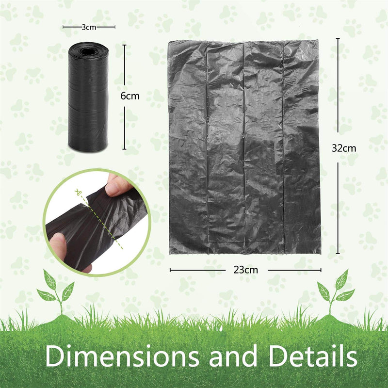 Nobleza Dog Poo Bags, 1080 Extra Thick and Large Pick Up Dog Poop Bags 72 Rolls, Leak-proof Unscented Waste Poo Bags for Dogs Measures 23 x 32 cm, Black - PawsPlanet Australia