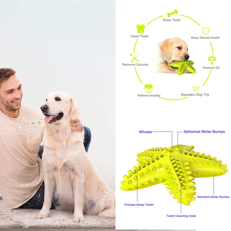 Dog Toothbrush Chew Toy for Teething Chewers Small Medium Breeds Puppy Dogs Durable Squeaky Sound Toys Interactive Throw Toy for Indoor Outdoor Play Teeth Cleaning Yellow - PawsPlanet Australia