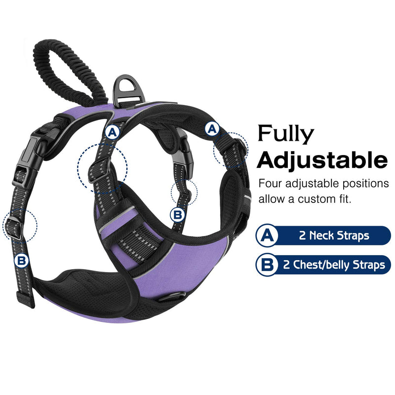 [Australia] - Pawaboo Dog Harness, No Pull Pet Vest Harness Adjustable Reflective Oxford Soft Padded Easy Control Handle for Outdoor Walking, Suitable for Small, Medium, Large Dogs L (Neck:16.5-25.2"/Chest:20.1-35.0") Purple 