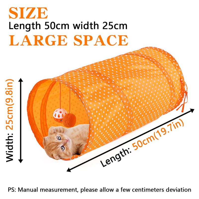 Pet Tunnel Tube Toy Orange Foldable Cat Dog Play Interactive Training Puppy Outdoor Indoor Supplies color 2 - PawsPlanet Australia