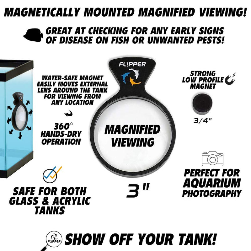 FL!PPER DeepSee Aquarium Magnifier Magnetic Viewer – Fish Tank Magnifying Glass – Magnetic Magnifying Glass Ideal for Photography – Flipper Fish Tank Accessories 3" Nano - PawsPlanet Australia