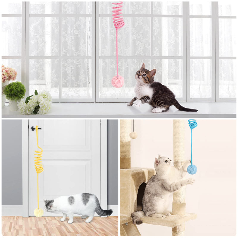 FURJOY Cat Spring Toy, Self-Play Hanging Stretchy Cat Spring with Bell, 3-Piece Soft Plush Interactive Cat Toy for Hunting and Playing - PawsPlanet Australia