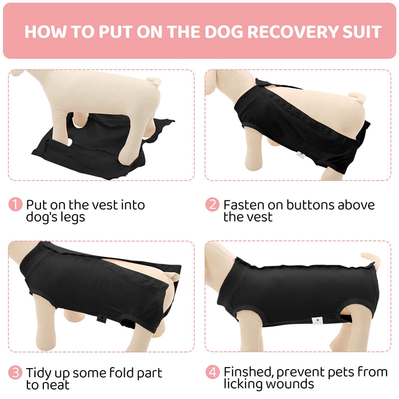 SAWMONG Recovery Suit for Dog, Breathable Dog Recovery Suit for After Surgery, Dog Surgical Recovery Suit, Anti Licking, Substitute E-Collar & Cone for Male & Female Dogs X-Small Black - PawsPlanet Australia