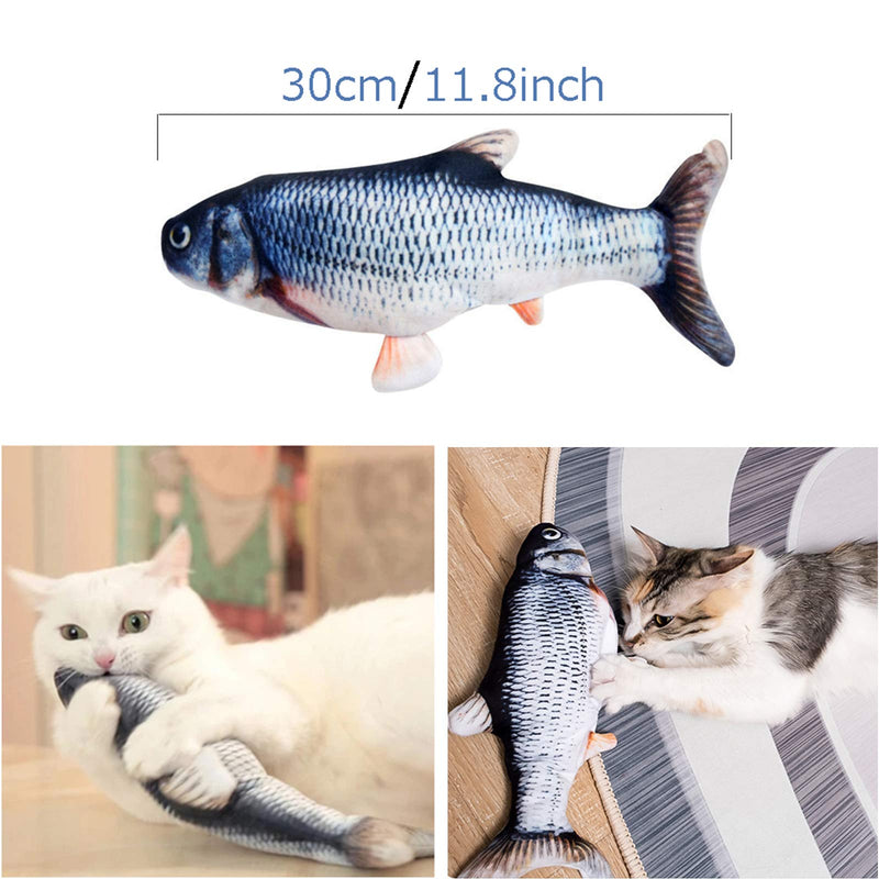 VEGCOO Electric Wagging Fish Toy for Cat, Realistic Moving Cat Fish Toy Chew Simulation Funny Interactive Toys for Cats Pets Kitten Biting/Chewing/Kicking (A) A - PawsPlanet Australia