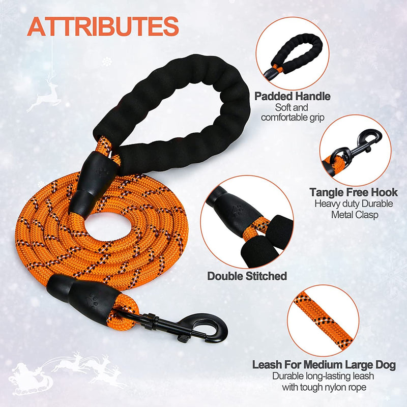 IOKHEIRA drag leash 15 m for dogs, training leash for large to small dogs, dog leash with hand strap, stable 360° carabiner hook, reflectors, orange-0.8 cm - PawsPlanet Australia