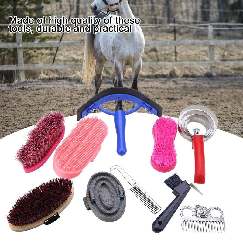Equine Horse Grooming Kit, Horse Brush Set,10 Piece Equine Care Series Set Horse Cleaning Tool Brush Comb Grips Set questrain Brush Curry Comb Horse Cleaning Tool Set - PawsPlanet Australia