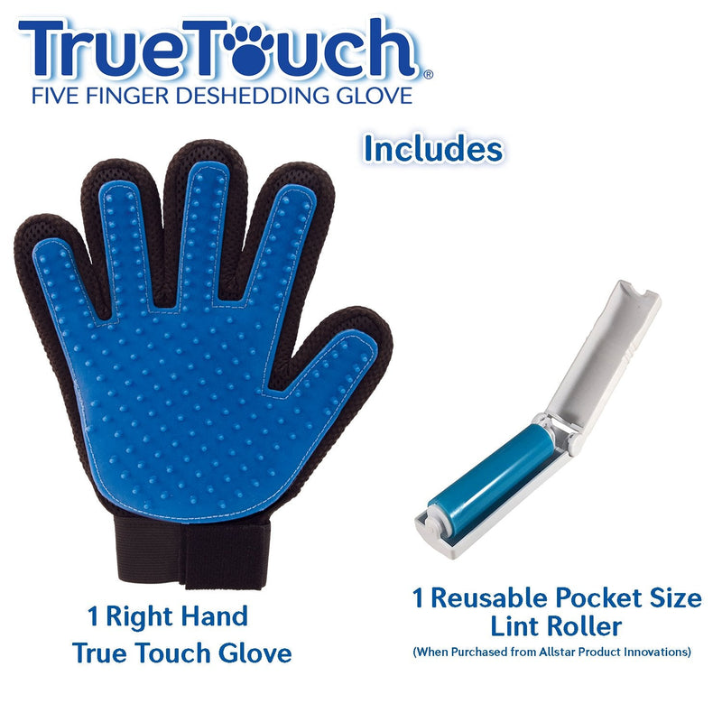 True Touch Five Finger Deshedding Glove- Premium Version, Gentle Grooming Glove Great Cats & Dogs with Long or Short Fur True Touch 1 Pack - PawsPlanet Australia