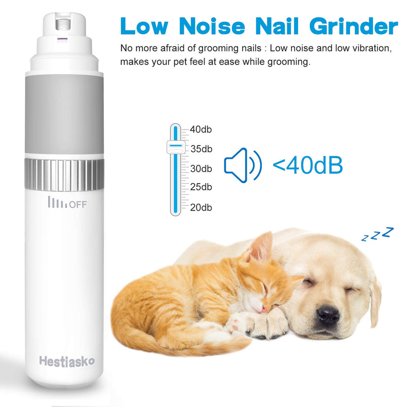 [Australia] - Pet Dog Nail Grinder Upgraded - Professional Electric Painless Pet Nail Trimmer with Stepless Speed Regulation, Rechargeable Paw Trimmer for Small Medium Large Dogs Cats Paw Grooming, Trimming White 