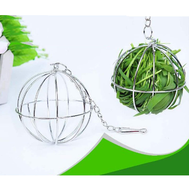 Small Animal Stainless Steel Grass Ball Sphere Treat for Rabbit Grass Rack Ball for Rabbit Guinea Pig Hamster Hay Dispenser Hanging Ball Feeder Toy Rabbit Accessories Food Bowl Pet Supplies(2 Pieces) - PawsPlanet Australia