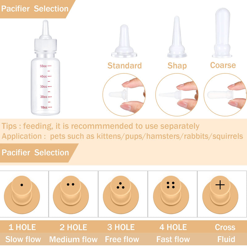 17 Pieces Pet Feeding Bottle Kit Including 2 Pet Nursing Bottle, 8 Replacement Pet Feeding Nipples, 5 Dog Nursing Syringes in 1 ml, 5 ml and 10 ml, 2 Cleaning Brushes for Kittens, Puppies, Rabbits - PawsPlanet Australia
