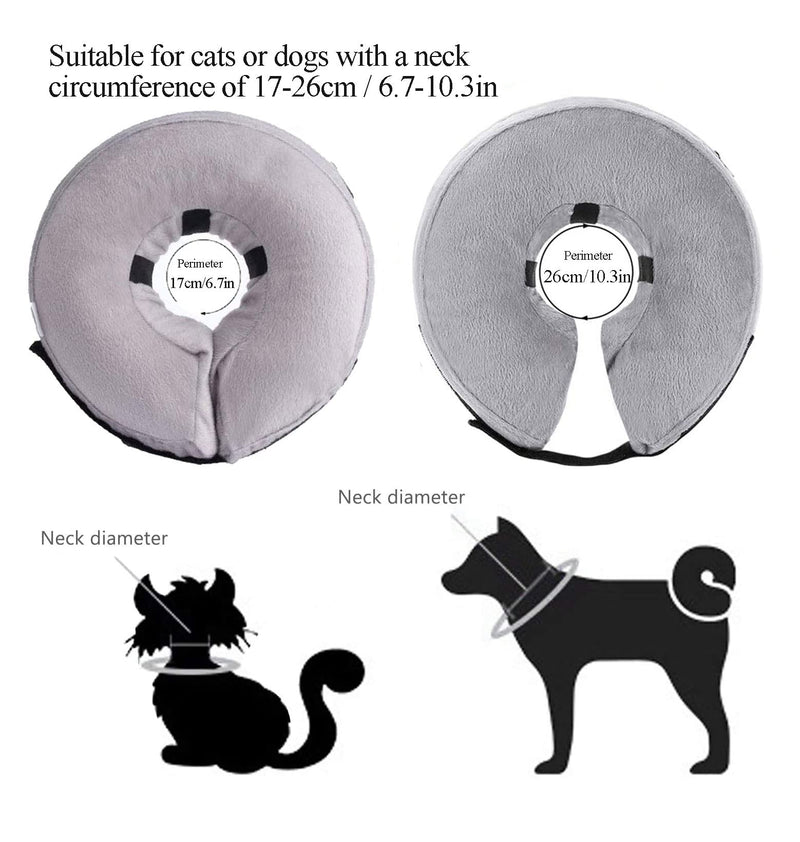 Kuivoo Protective Inflatable Pet Neck Collar for Small Dogs Cats,Adjustable Soft Recovery Collar Cone After Surgery Prevent Small Dog Cat From Touching Stitches,Grey - PawsPlanet Australia
