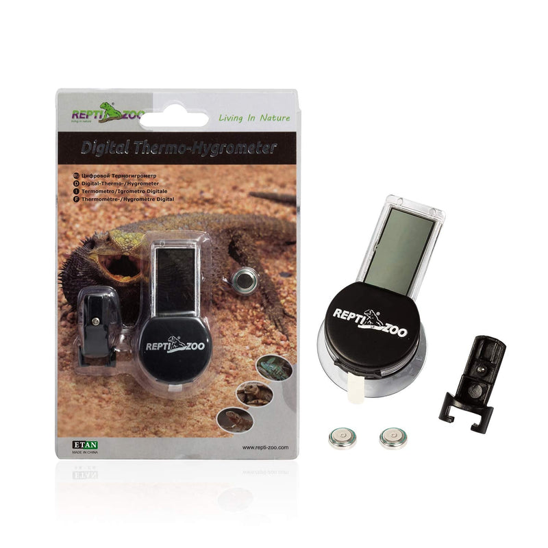 REPTI ZOO 2 Pack Reptile Terrarium Thermometer Hygrometer Digital Display Pet Rearing Box Reptiles Tank Thermometer Hygrometer with Suction Cup - PawsPlanet Australia