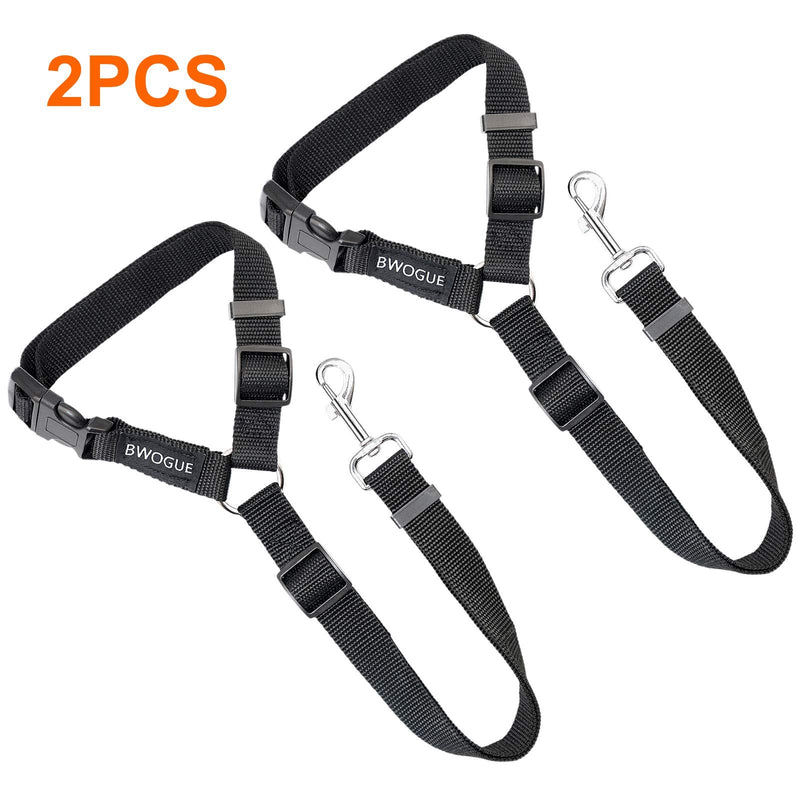 BWOGUE 2 Packs Dog Cat Safety Seat Belt Strap Car Headrest Restraint Adjustable Nylon Fabric Dog Restraints Vehicle Seatbelts Harness Black - PawsPlanet Australia