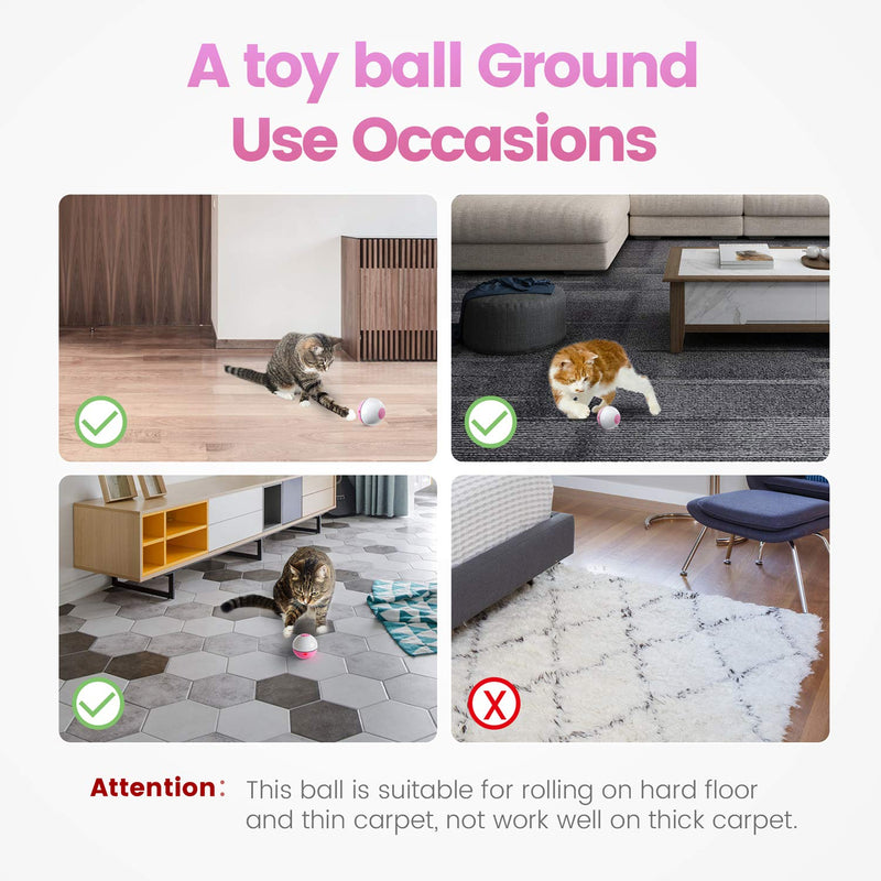 [Australia] - IOKHEIRA Interactive Cat Toys Ball (3rd Gen) Wicked Ball for Indoor Cats, Auto 360° Self-Rotating & USB Rechargeable with LED Red Light Toy for Your Kitty Pink 