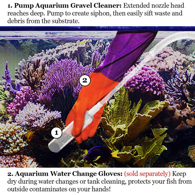 [Australia] - SunGrow Aquarium Cleaning Pump Kit, BPA Free, Easy-to-Use, No Spill, Tank Cleaner, Pet-Friendly, Long Nozzle Feature, Perfect for Cleaning and Changing Water in Tank 