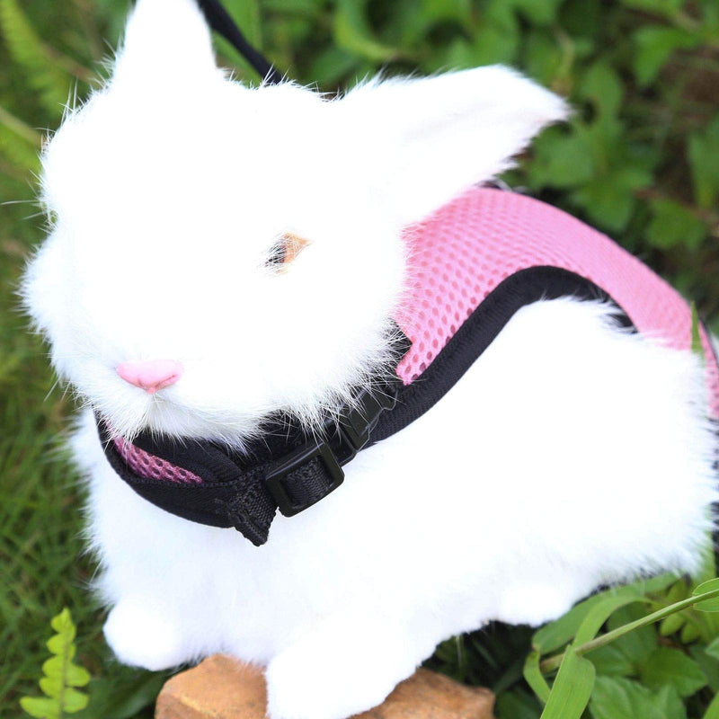 UEETEK Soft Harness with Lead for Rabbits Bunny Elastic Length 47 inch - Size L( Pink ) - PawsPlanet Australia