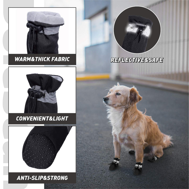 Dog Boots Anti-Slip Shoes Pet Paw Protector for Small Medium Dogs and Puppies 4PCS size 3: 1.37"(Width) Black - PawsPlanet Australia