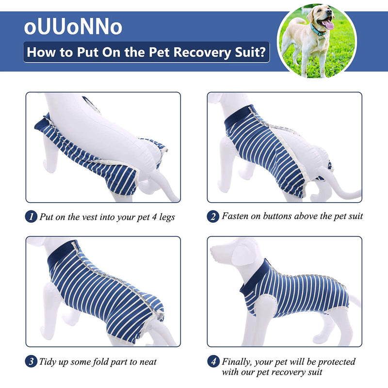 oUUoNNo Dog Healing Suits, Surgical Recovery for Female Male Abdominal Wounds, Spay or Skin Diseases, Cone E-Collar Alternatives (L, Stripe Blue) L - PawsPlanet Australia