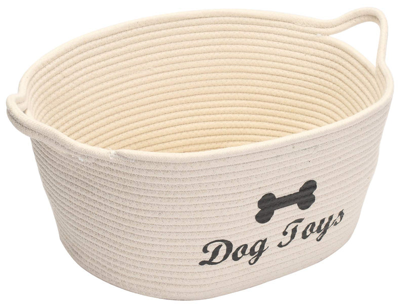 Brabtod toy basket for dogs - Small Round Pet Toy and Accessory Storage Bin for Home Décor-beige beige - PawsPlanet Australia