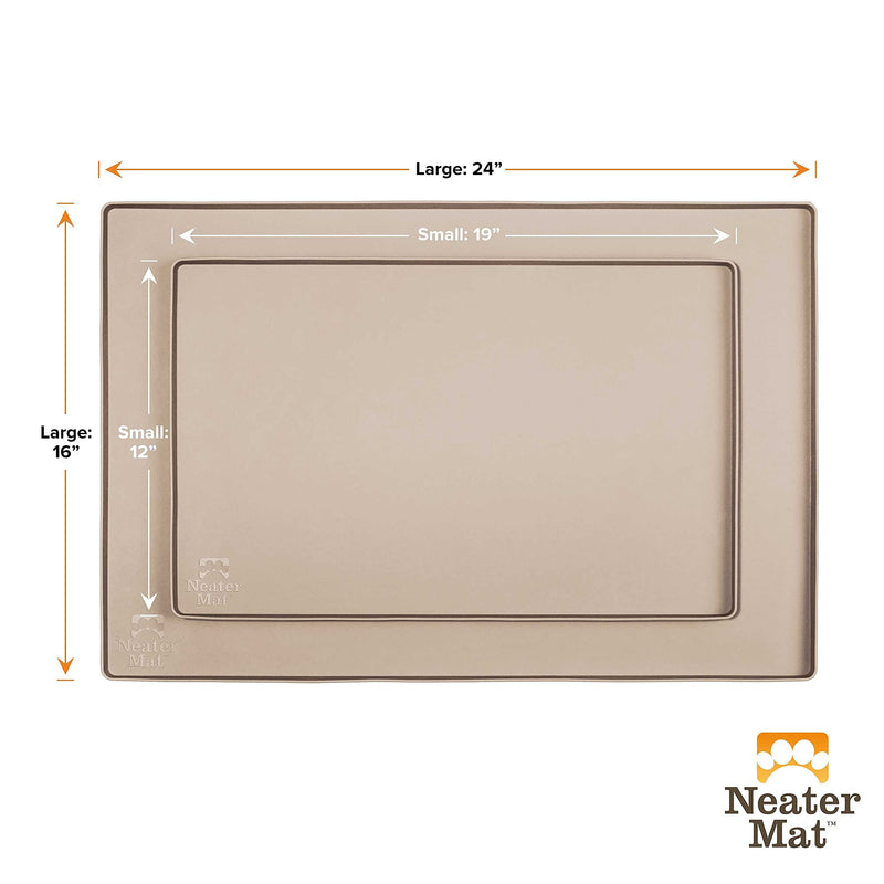 Neater Pet Brands Neater Mat - Waterproof Silicone Pet Bowls Mat - Protect Floors from Food & Water 19" x 12" Cappuccino - PawsPlanet Australia