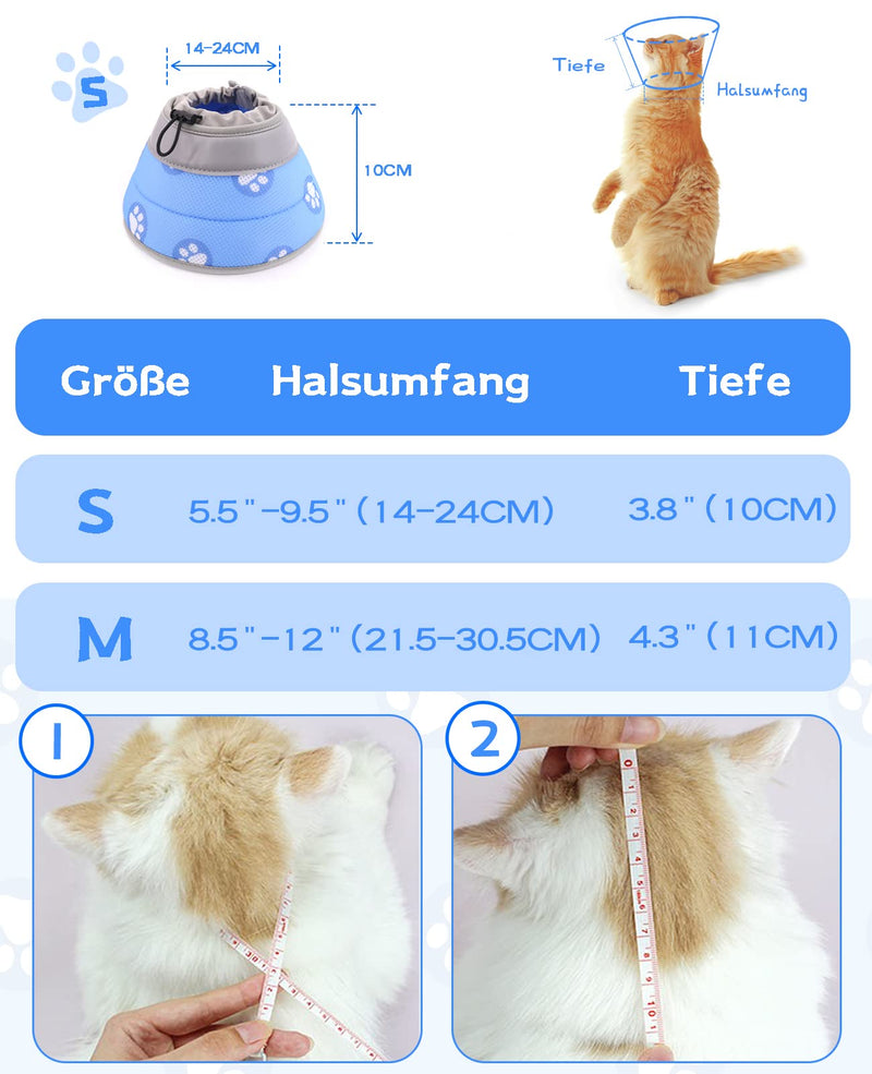 Supet Neck Brace Cat, Adjustable Neck Brace Cat Collar, Recovery Collar Soft Collar Cone After Surgery and Injuries for Puppies, Small Dogs and Cats (Blue, S) S (Neck: 14-23cm) Blue - PawsPlanet Australia