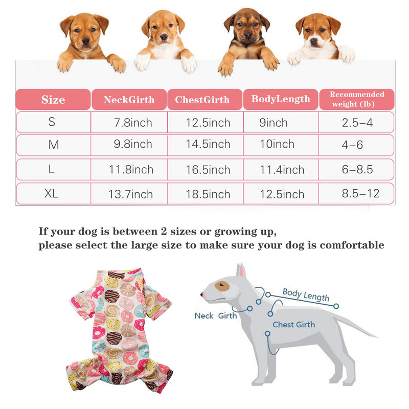 2 Pack Dog Pajamas Dog Jumpsuit Cute Pet Pajamas Soft Pet Clothes Small Dog Jumpsuit Shirt Medium(4.5-7 lbs) - PawsPlanet Australia