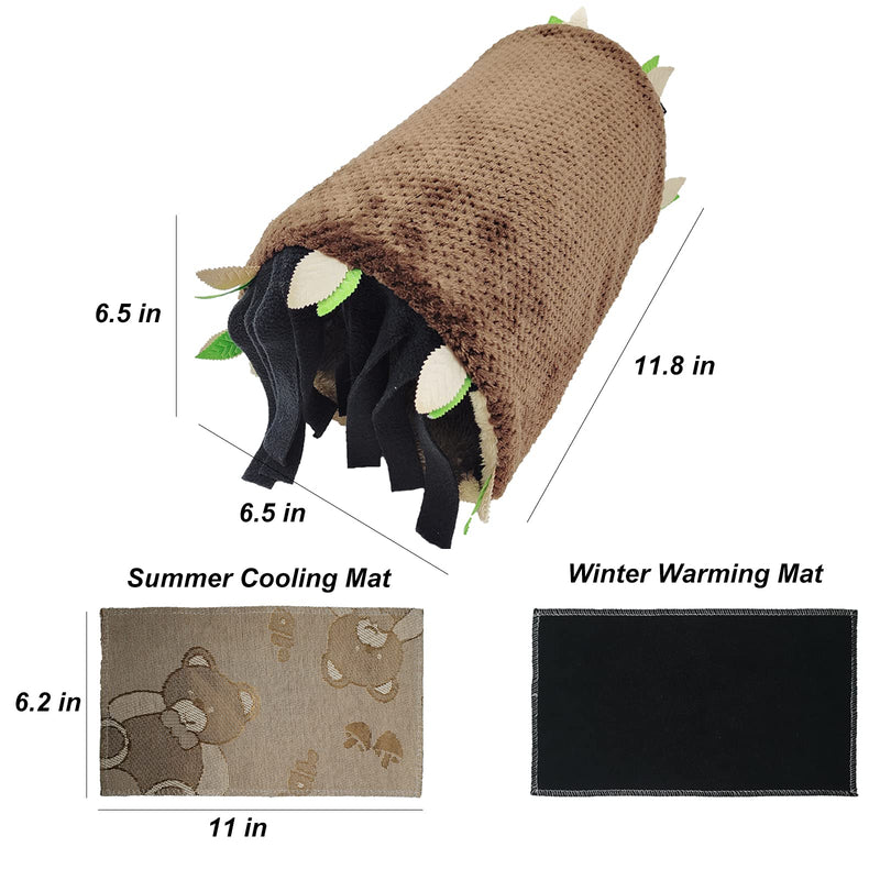 Pet Small Animal Tunnel House, Guinea Pig Hideout Play Tube Toys Hideaway Bedding with Forest Leaf for Chinchillas Hedgehogs Rats Sugar Glider- Playing Sleeping Hunting Resting Brown - PawsPlanet Australia