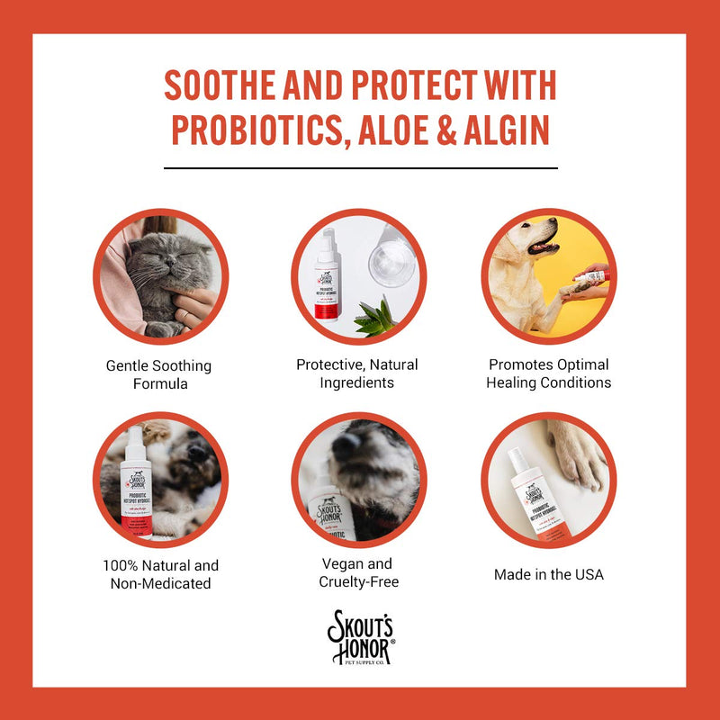 SKOUT'S HONOR: Probiotic Hot Spot Hydrogel for Dogs & Cats - Topical Wound Care with Aloe and Algin - 4 fl oz - All-Natural, Non-Medicated - Promotes Healing Conditions for Hot Spots, Cuts, Abrasions - PawsPlanet Australia