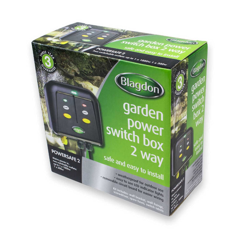 Blagdon 1040204 Powersafe Garden & Pond Safe Weatherproof Electrical Switch Box, 2 Outlet, Black - PawsPlanet Australia