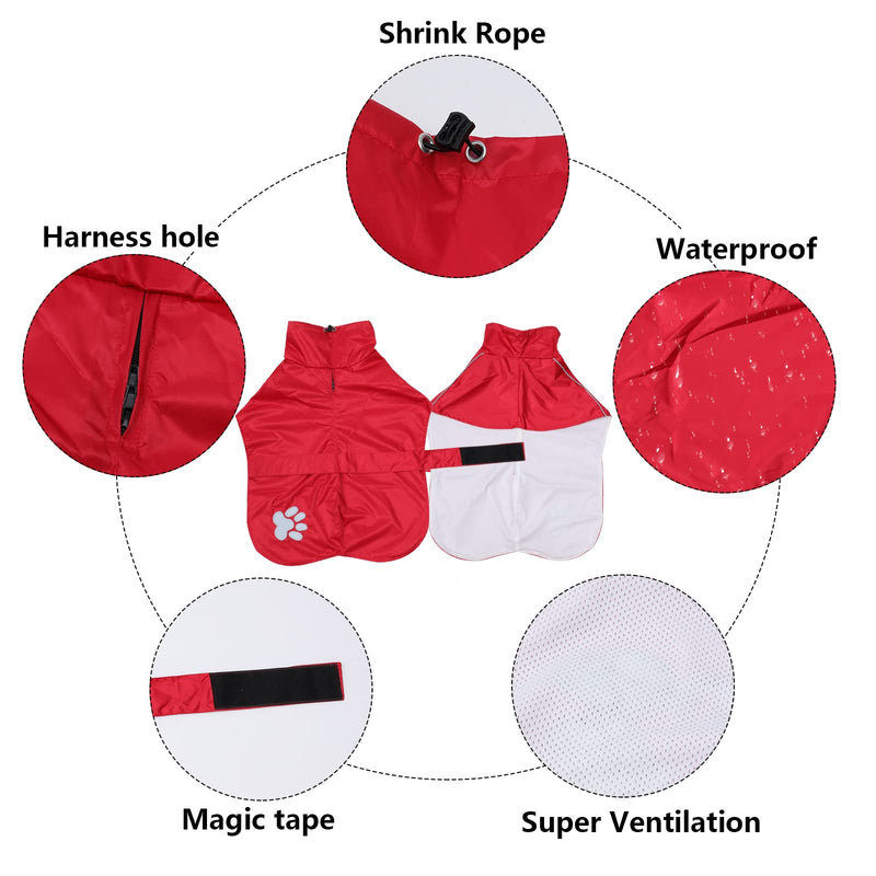 Geyecete Dog Raincoat Jacket Adjustable Lightweight Raincoat cloth Best Gift for dogs with Safe Reflective-Red-S S Red - PawsPlanet Australia