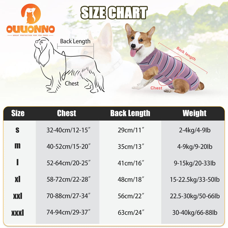 oUUoNNo Dog Recovery Suit, Dog Surgical Suit for Abdominal Wounds, Dog Post-Surgery, Dog Cone and E-Collar, Prevent Dogs from Licking (S, Purple) S - PawsPlanet Australia