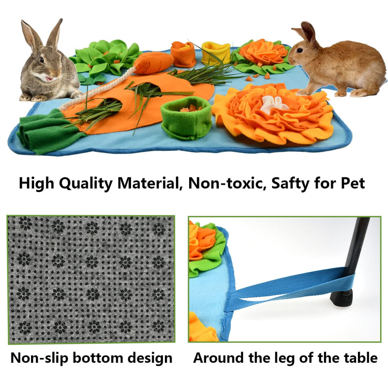 Vehomy 24"x20" Rabbit Foraging Mat with Fixing Handle Pet Bunny Guinea Pigs Polar Fleece Snuffle Pad Small Animal Interactive Feeding Mat Bed for Rabbits Hamsters Dogs Chinchillas Ferrets - PawsPlanet Australia