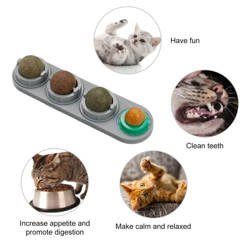 Chutoral Catnip Balls Toy Rotatable Licking Treats Toys for Cats Cat Nip Ball Cat Toys Catnip Edible Balls Catnip Edible Wall Ball for Kitten - PawsPlanet Australia