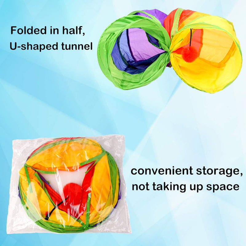 Linifar Bunny Tunnel, Size - 47 x 10 in, Small Animal Large Tunnel Collapsible Hideaway Tunnel Tube with 3 Pack Grass Ball Chew Toys for Rabbit Guinea Pig Hamster Chinchilla Gerbil Ferret Rat - PawsPlanet Australia