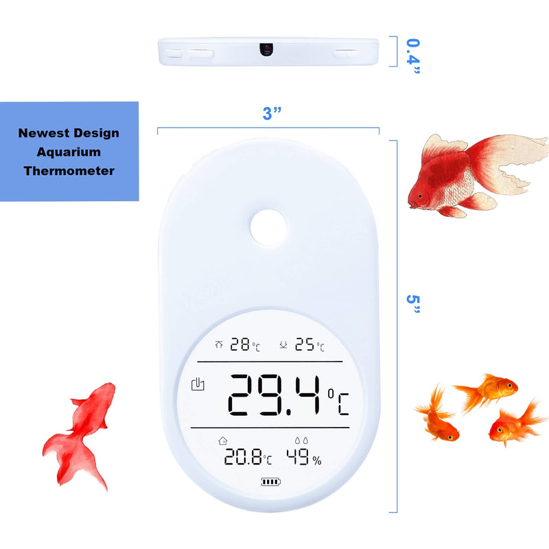 Aquarium Thermometer with Alarm,Fish Tank Thermometer with Large Clear Screen,Reptile Thermometer with Probe and LCD Digital,Thermometer Hygrometer Stick on Tank for Reptile,Turtle,Salt & Freshwater - PawsPlanet Australia