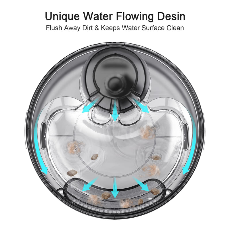 NPET 5L Pet Fountain for Dog Cat Households, Automatic Drinking Fountain for Adult Cats and dogs, Water Fountain large with 2 Filters, Quiet Pump, Cleaning Kit, Bowl, Grey - PawsPlanet Australia
